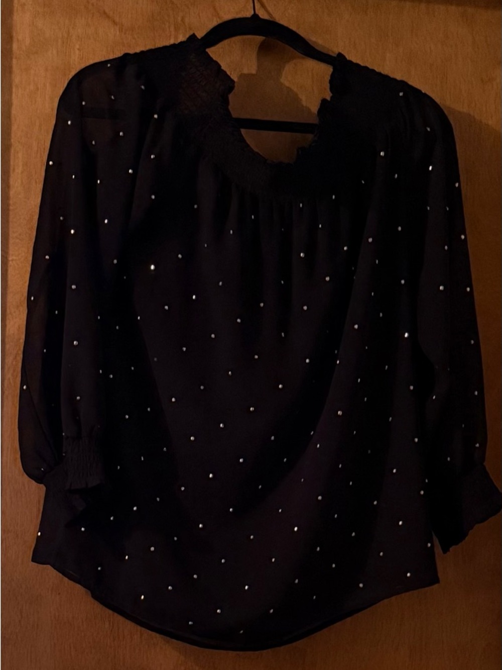 Michael Kors Collection Black Blouse with Silver Studs